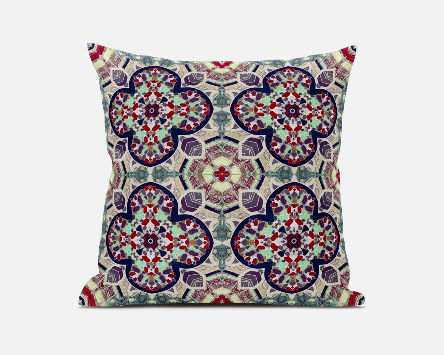 16"X16" Green And Ivory Microsuede Quatrefoil Zippered Pillow FurniFindUSA