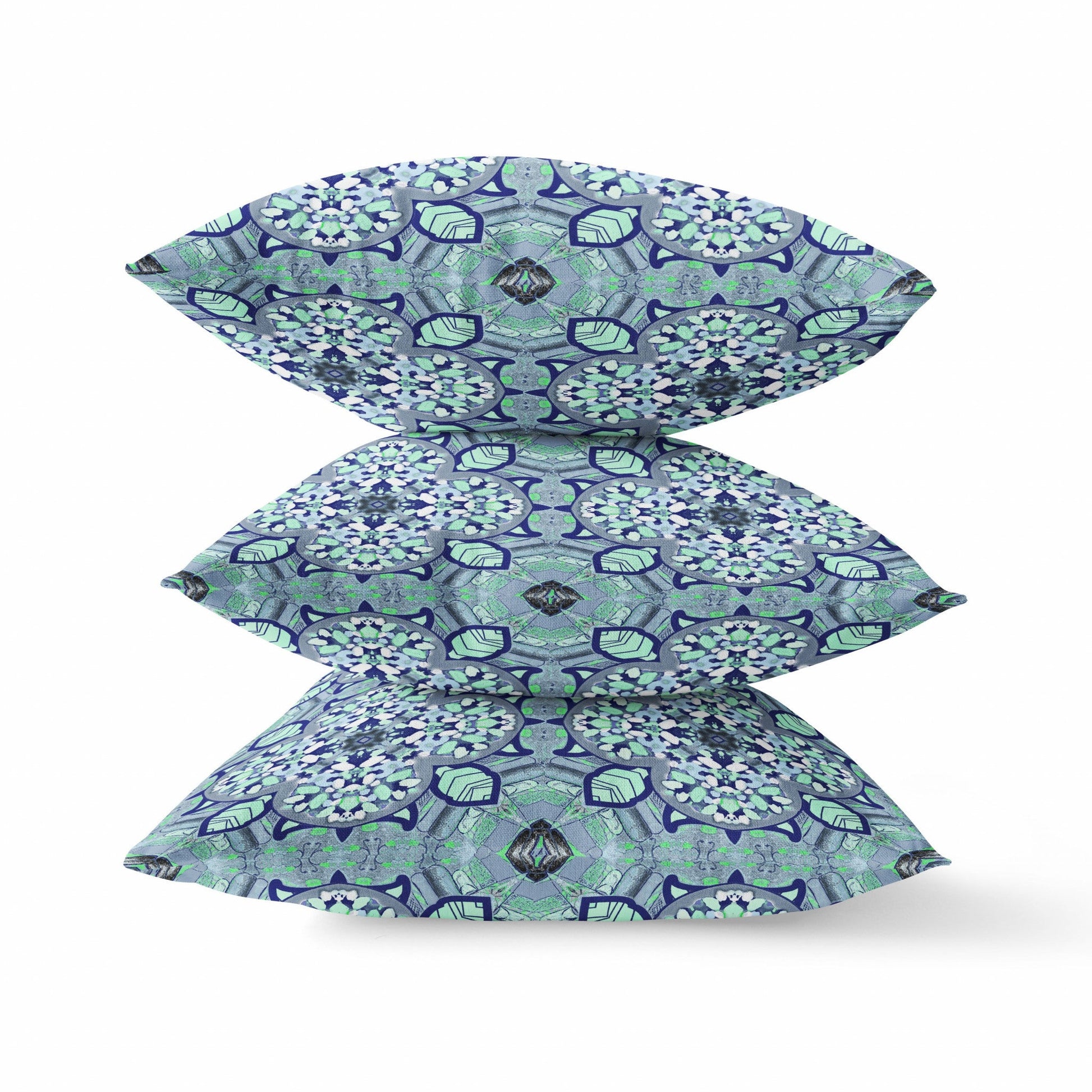16"X16" Aqua Microsuede Quatrefoil Zippered Pillow FurniFindUSA