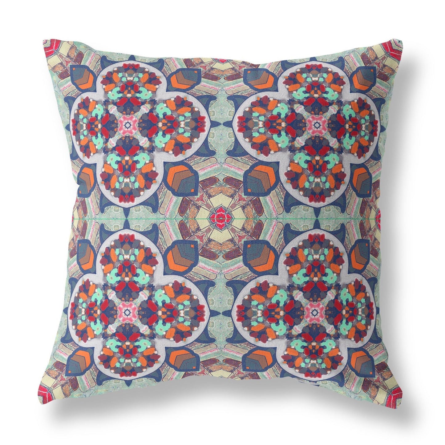 16"X16" Orange Red Microsuede Quatrefoil Zippered Pillow FurniFindUSA