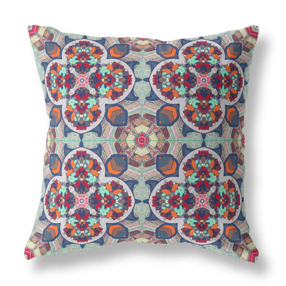 16"X16" Orange Red Microsuede Quatrefoil Zippered Pillow FurniFindUSA