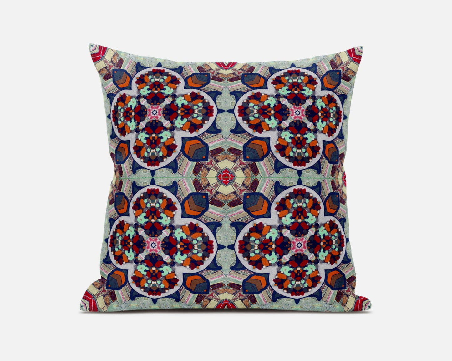 16"X16" Orange Red Microsuede Quatrefoil Zippered Pillow FurniFindUSA