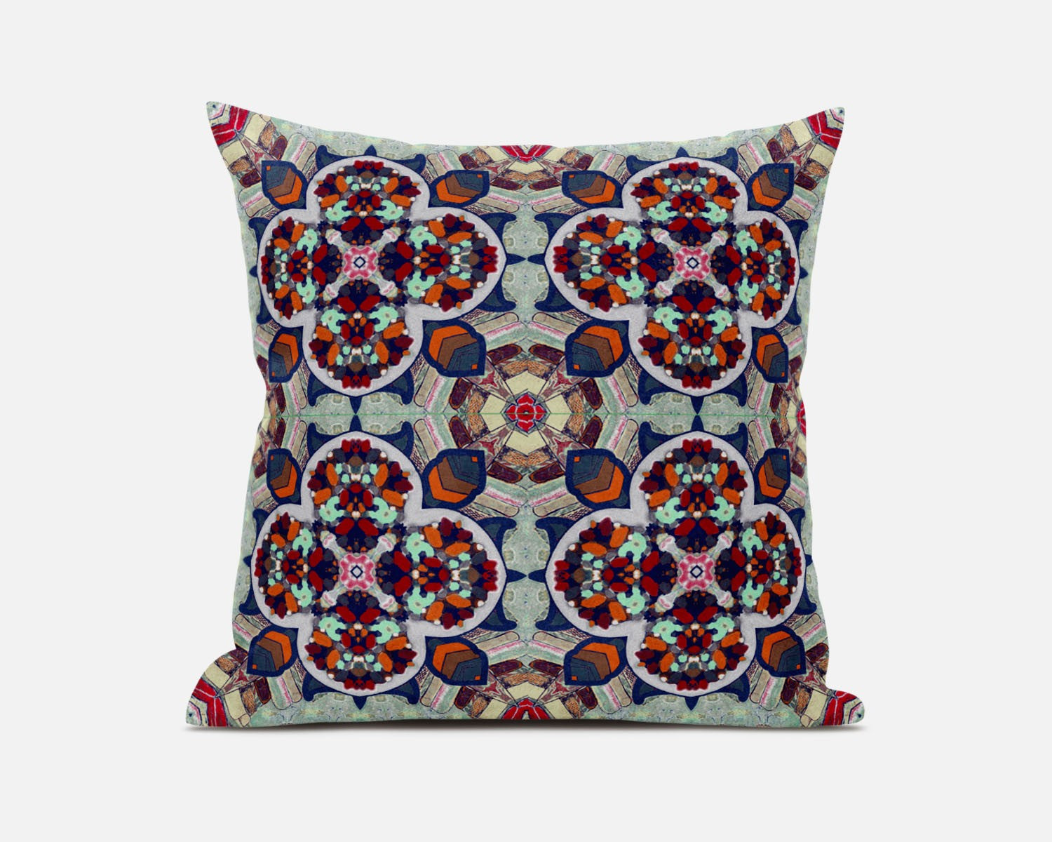 16"X16" Orange Red Microsuede Quatrefoil Zippered Pillow FurniFindUSA