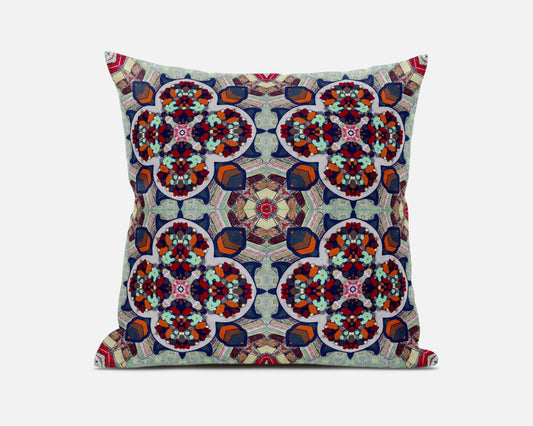 16"X16" Orange Red Microsuede Quatrefoil Zippered Pillow FurniFindUSA