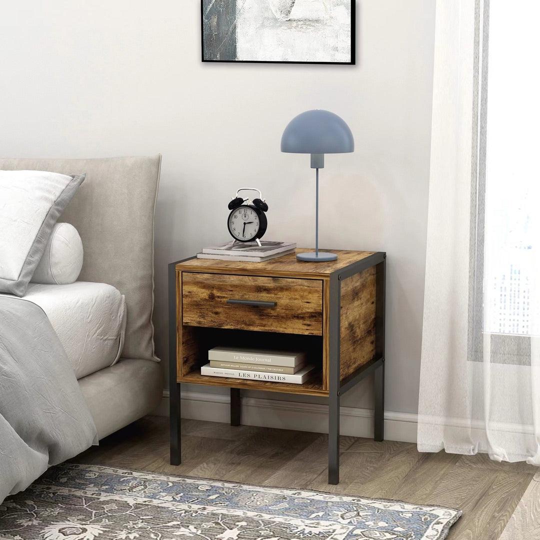 Set of 2 pcs nightstand industrial style - FurniFindUSA