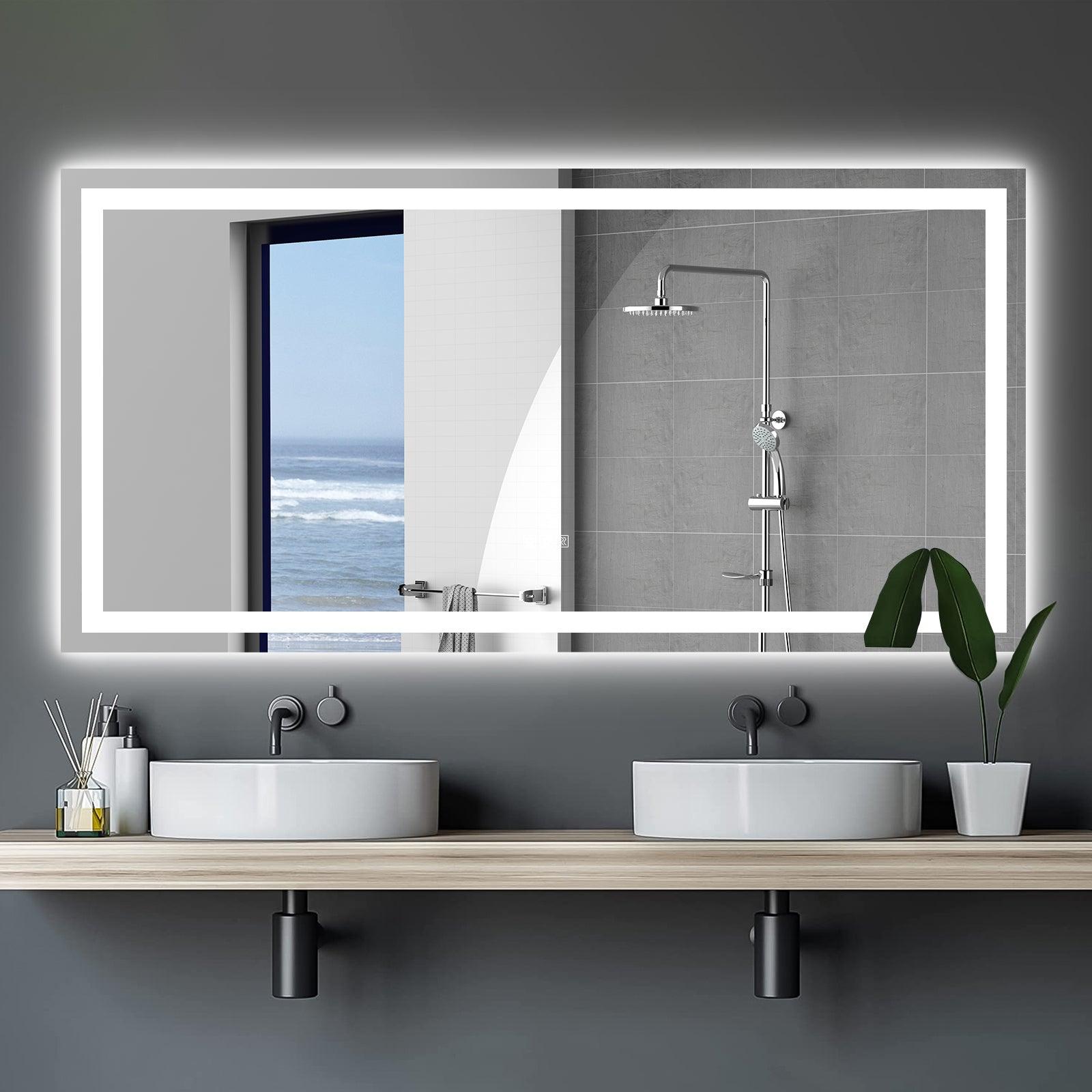 LED Bathroom Mirror 72x36 Inch with lights, anti-Fog & Dimming Led Bathroom Vanity Mirror - FurniFindUSA