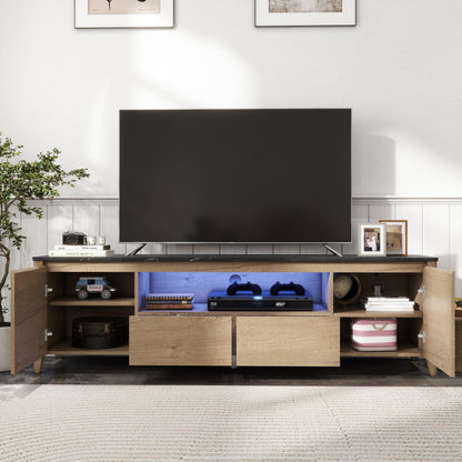 70 Inches Modern TV stand with LED Lights Entertainment Center TV cabinet with Storage for Up to 80 inch - FurniFindUSA