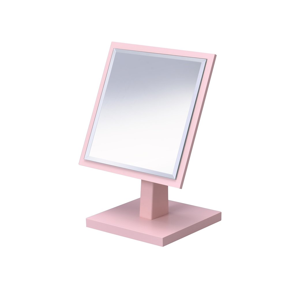 9" Pink Wood Square Freestanding Framed Makeup Shaving Tabletop Mirror HomeRoots