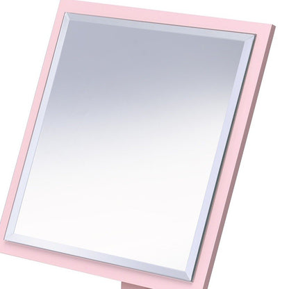 9" Pink Wood Square Freestanding Framed Makeup Shaving Tabletop Mirror HomeRoots