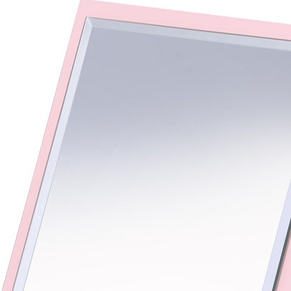 9" Pink Wood Square Freestanding Framed Makeup Shaving Tabletop Mirror HomeRoots