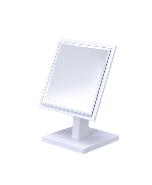 9" White Wood Square Freestanding Framed Makeup Shaving Tabletop Mirror HomeRoots