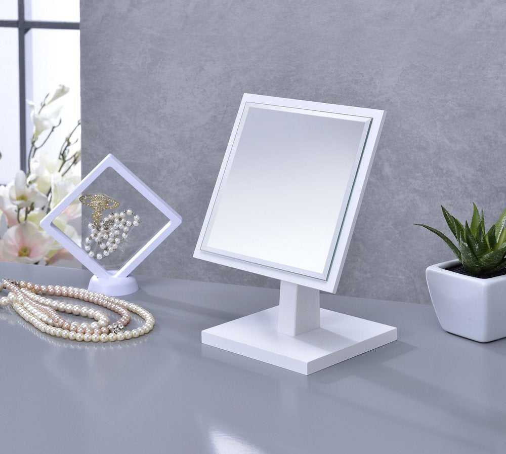 White Rectangle Makeup Shaving Tabletop Mirror HomeRoots