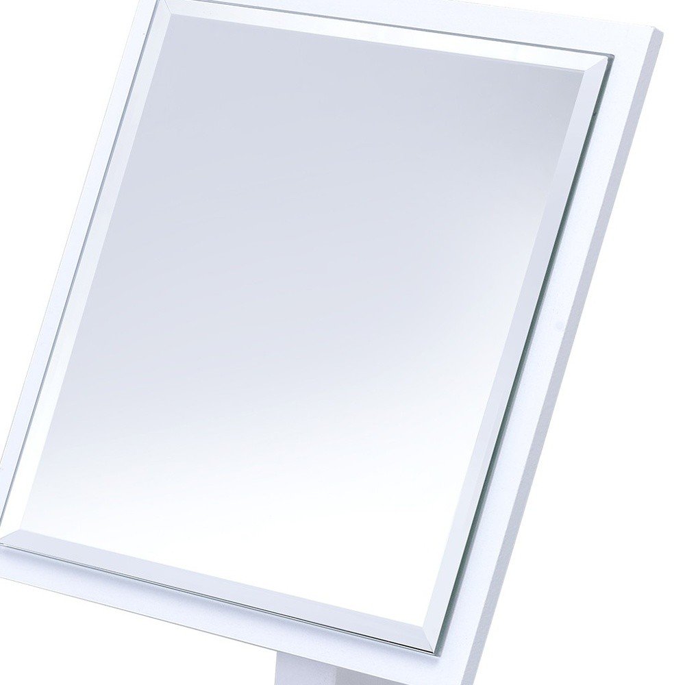 9" White Wood Square Freestanding Framed Makeup Shaving Tabletop Mirror HomeRoots
