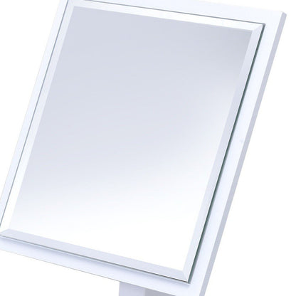 9" White Wood Square Freestanding Framed Makeup Shaving Tabletop Mirror HomeRoots