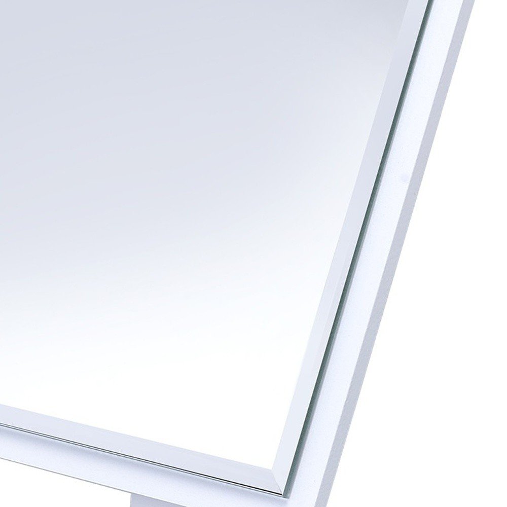 9" White Wood Square Freestanding Framed Makeup Shaving Tabletop Mirror HomeRoots