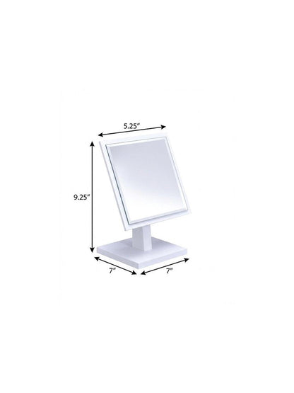 9" White Wood Square Freestanding Framed Makeup Shaving Tabletop Mirror HomeRoots