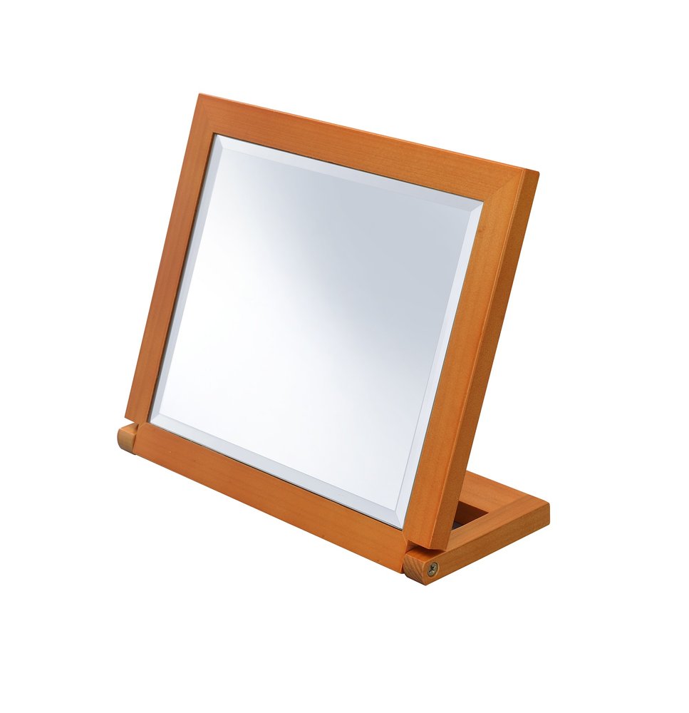 8" Brown Wood Framed Freestanding Makeup Shaving Tabletop Mirror — view 1