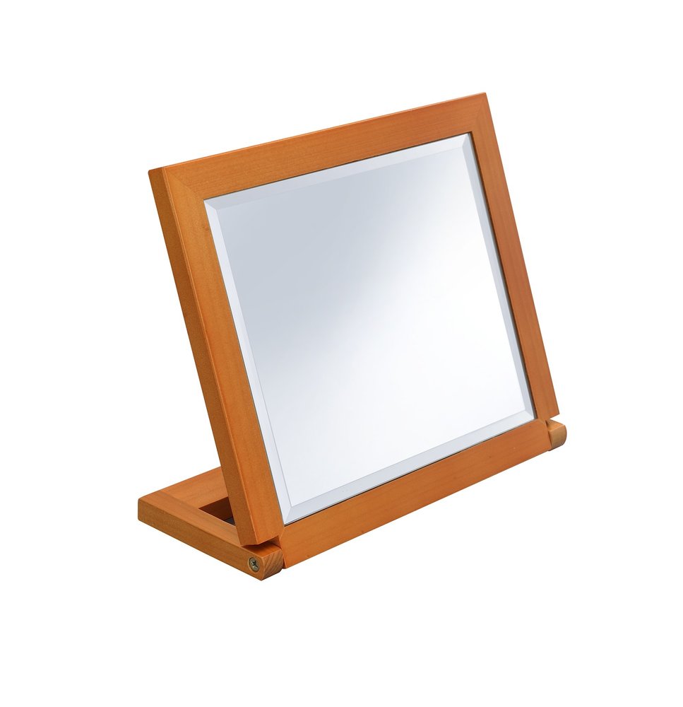 8" Brown Wood Framed Freestanding Makeup Shaving Tabletop Mirror — view 3