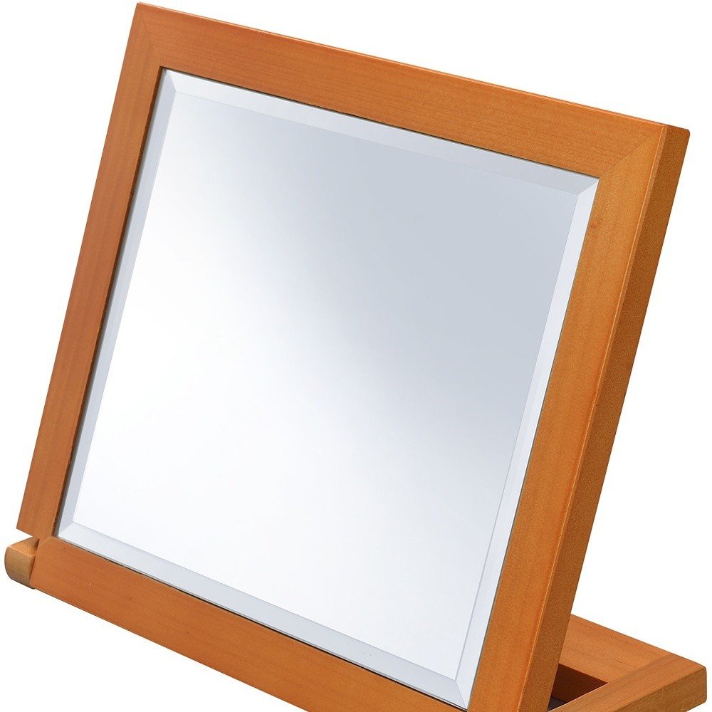 8" Brown Wood Framed Freestanding Makeup Shaving Tabletop Mirror — view 4