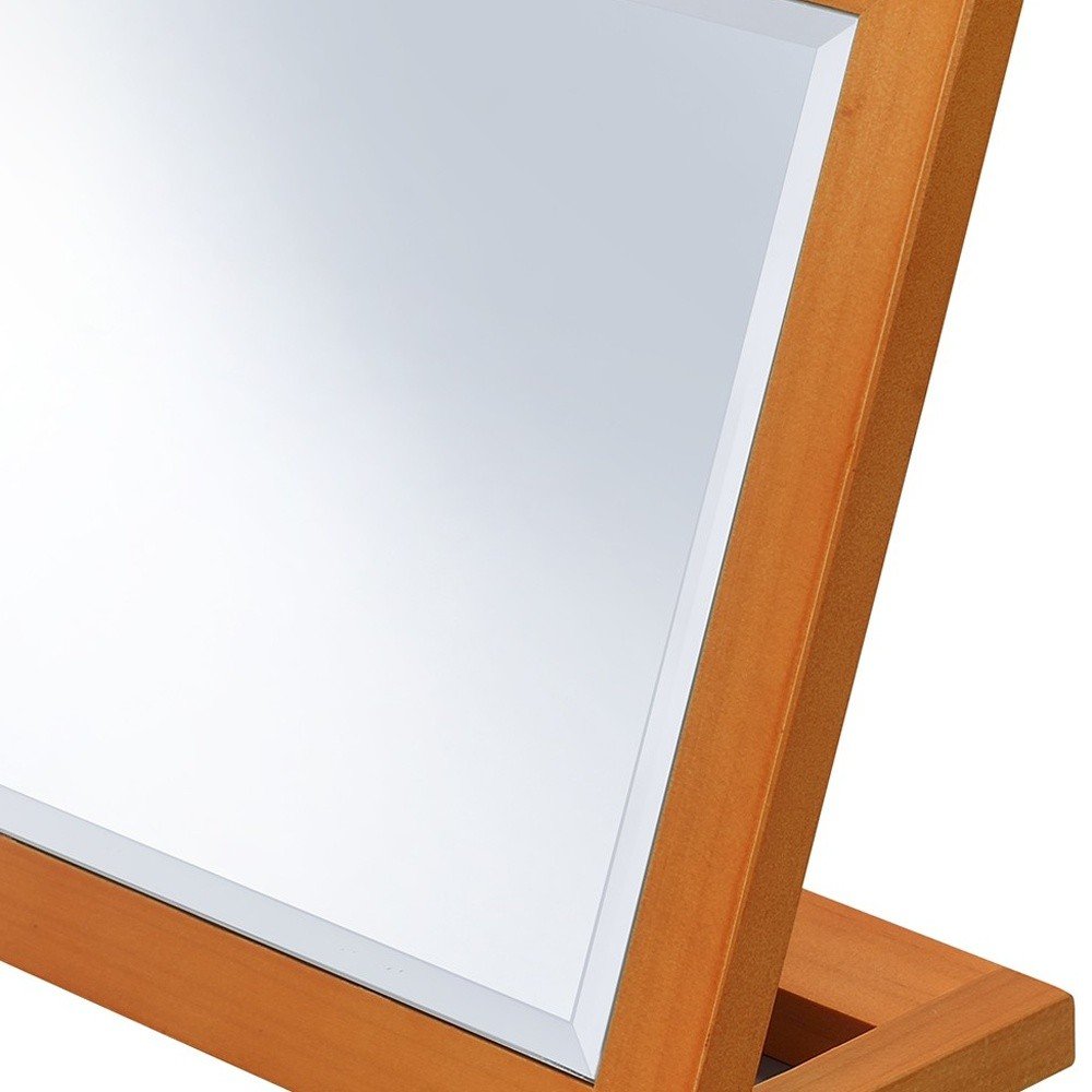 8" Brown Wood Framed Freestanding Makeup Shaving Tabletop Mirror HomeRoots