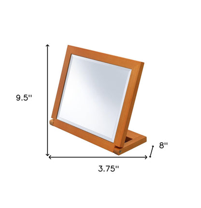 8" Brown Wood Framed Freestanding Makeup Shaving Tabletop Mirror HomeRoots