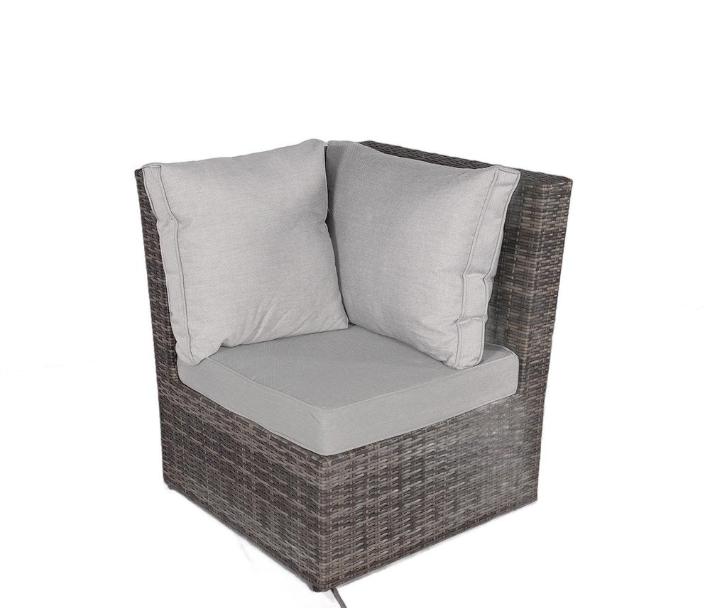 Seven Piece Gray Wicker Upholstered Cushions Sectional Seating Group With Fire Pit And Table HomeRoots
