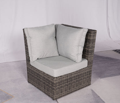 Seven Piece Gray Wicker Upholstered Cushions Sectional Seating Group With Fire Pit And Table HomeRoots