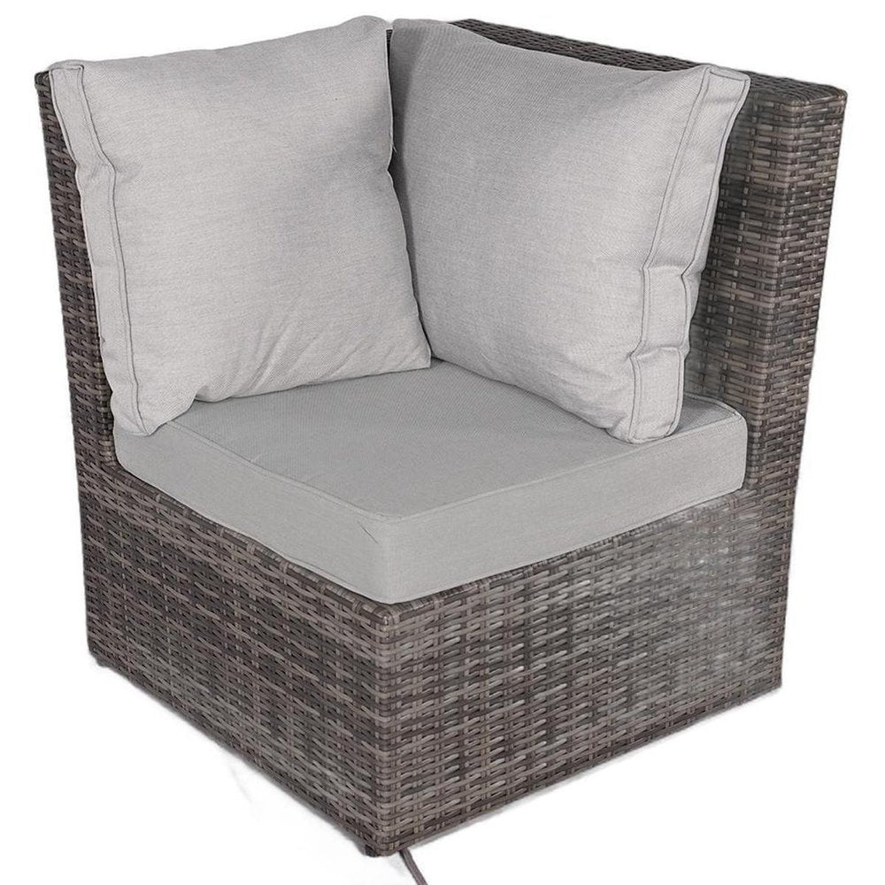 Seven Piece Gray Wicker Upholstered Cushions Sectional Seating Group With Fire Pit And Table HomeRoots