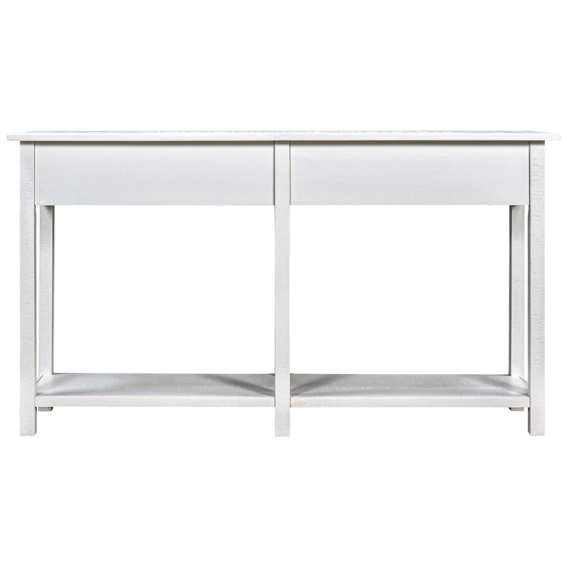 TREXM Rustic Brushed Texture Entryway Table Console Table with Drawer and Bottom Shelf for Living Room (Ivory White) - FurniFindUSA