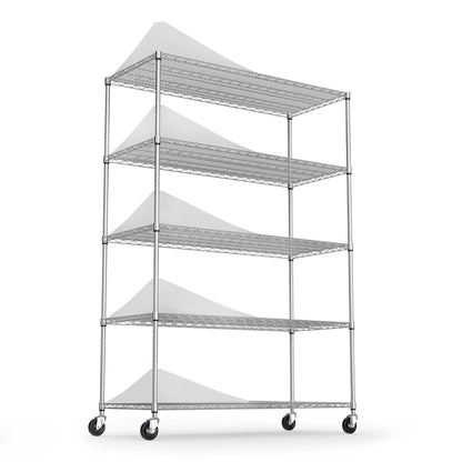 5 Tier 6000lbs Heavy Duty Adjustable Storage Rack Metal Shelf Wire Shelving Unit Chrome - FurniFindUSA