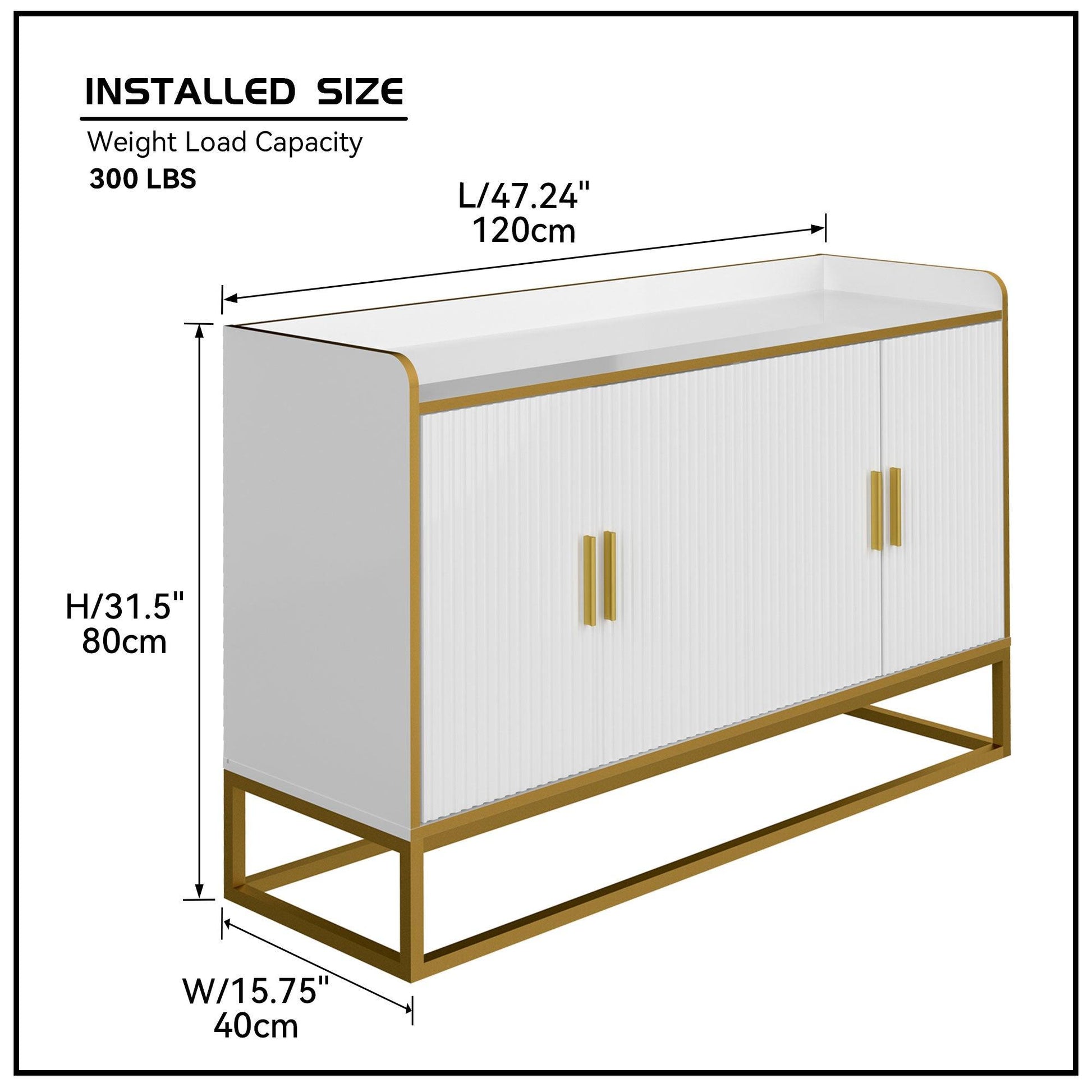 Modern Kitchen Buffet Storage Cabinet Cupboard White Gloss with Metal Legs for living room Kitchen - FurniFindUSA