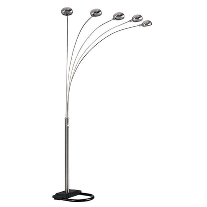 84" Nickel Five Lights Arc Floor Lamp With Nickel Dome Shade HomeRoots