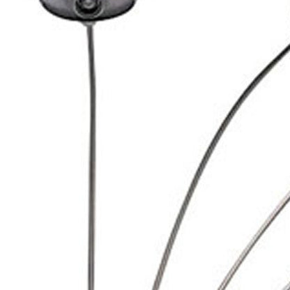 84" Nickel Five Lights Arc Floor Lamp With Nickel Dome Shade