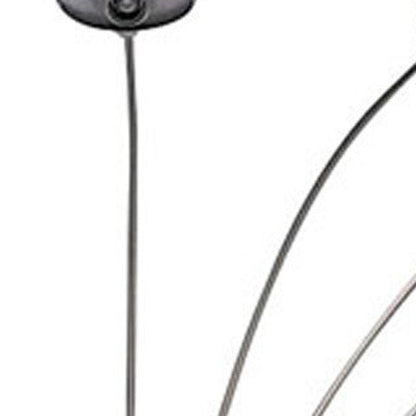 84" Nickel Five Lights Arc Floor Lamp With Nickel Dome Shade HomeRoots
