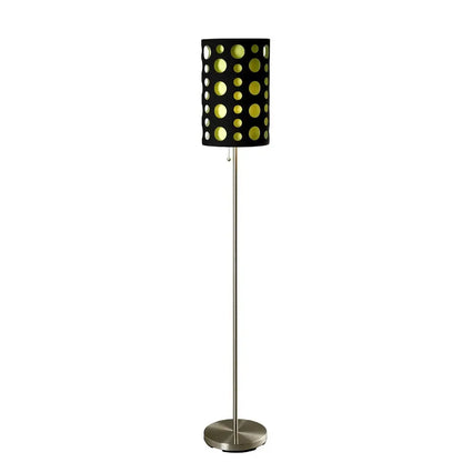 66" Steel Novelty Floor Lamp With Black And Green Drum Shade HomeRoots