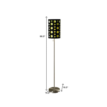 66" Steel Novelty Floor Lamp With Black And Green Drum Shade HomeRoots