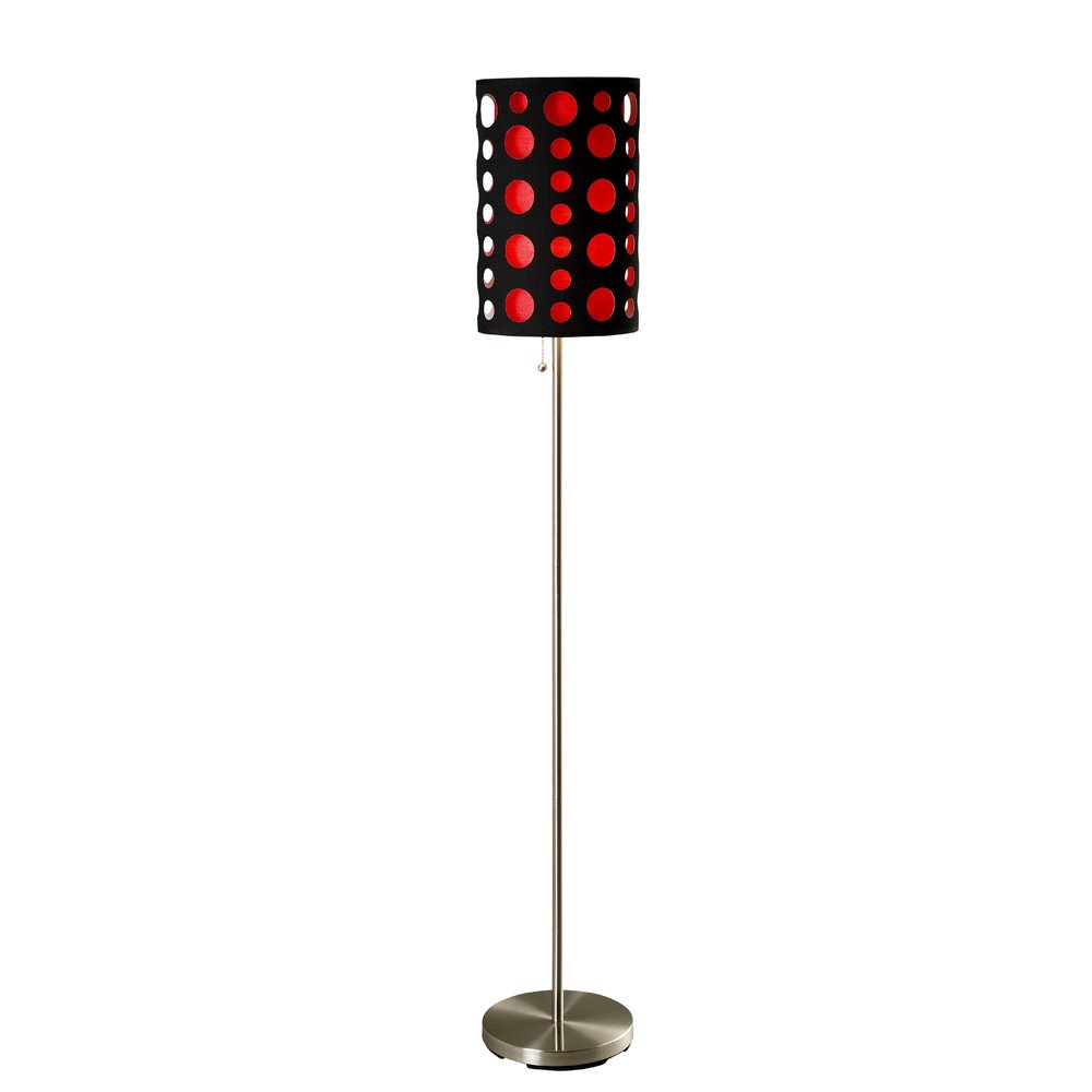 66" Steel Novelty Floor Lamp With Black And White Drum Shade — view 1
