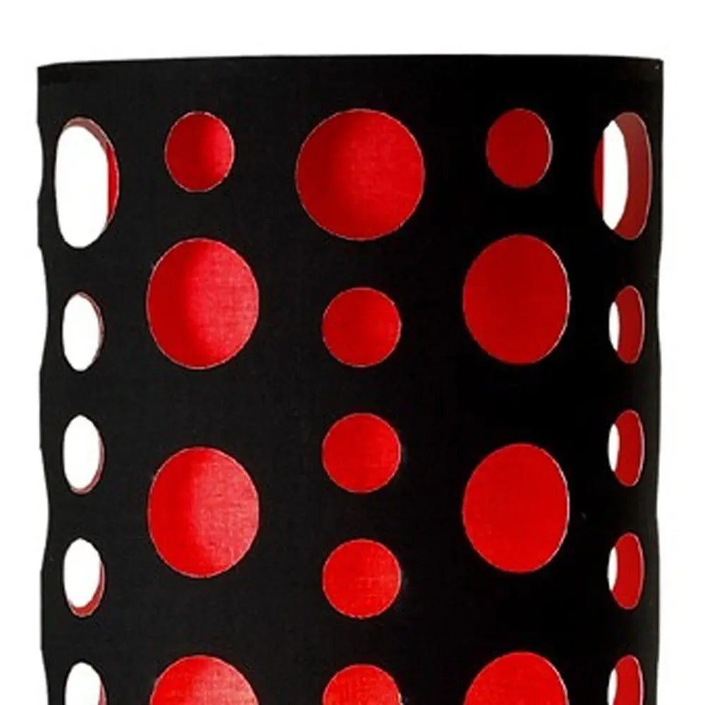 66" Steel Novelty Floor Lamp With Black And Red Drum Shade HomeRoots