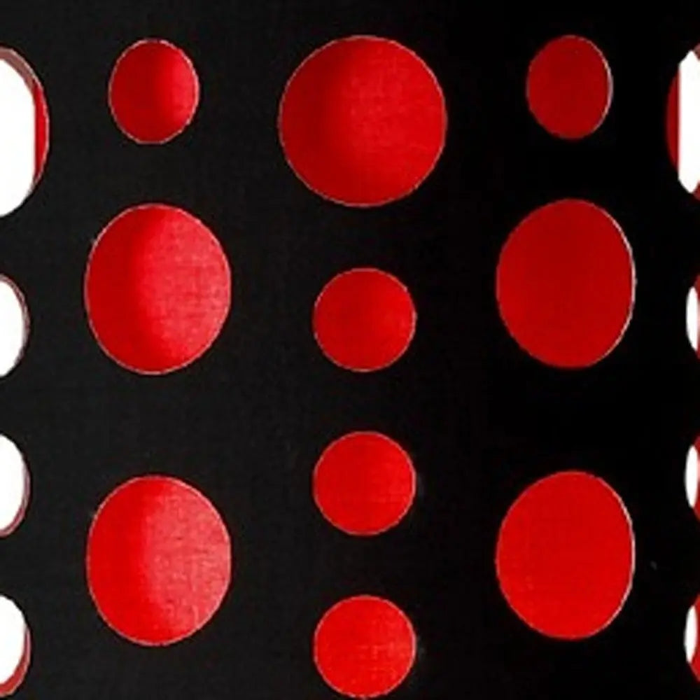 66" Steel Novelty Floor Lamp With Black And Red Drum Shade HomeRoots