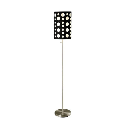 66" Steel Novelty Floor Lamp With Black And Red Drum Shade HomeRoots
