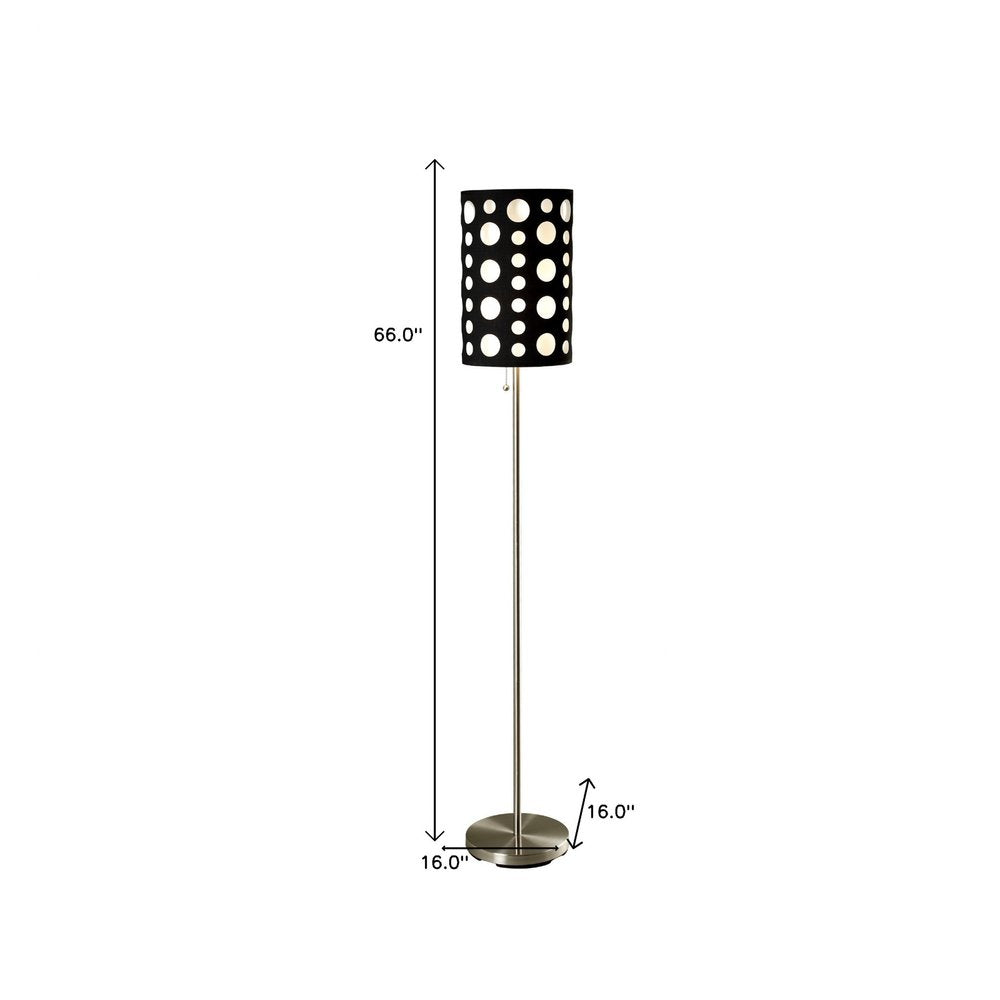66" Steel Novelty Floor Lamp With Black And White Drum Shade — view 8