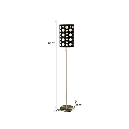 66" Steel Novelty Floor Lamp With Black And Red Drum Shade HomeRoots