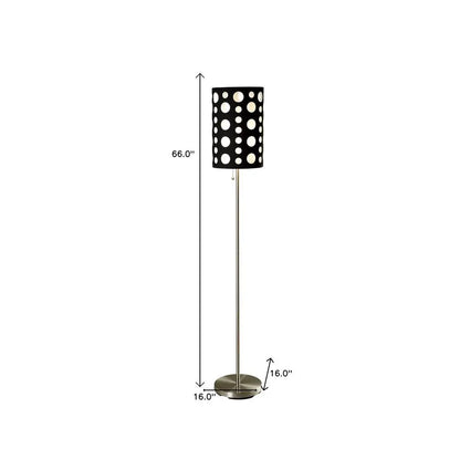 66" Steel Novelty Floor Lamp With Black And Red Drum Shade HomeRoots
