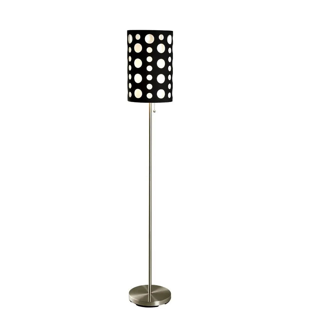 66" Steel Novelty Floor Lamp With Black And Red Drum Shade HomeRoots