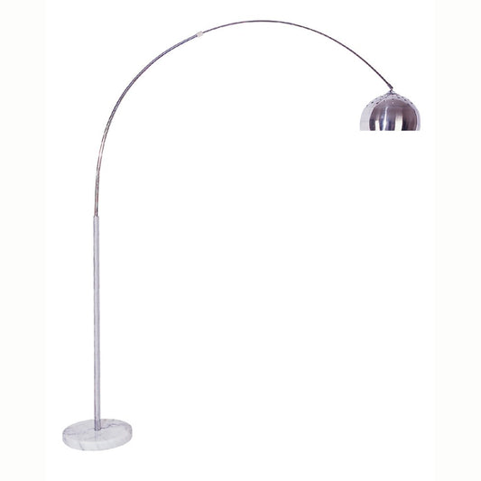 85" White Metal Arched Floor Lamp With Silver Metal Dome Shade HomeRoots