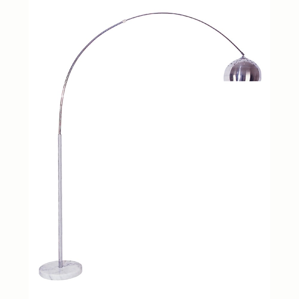85" White Metal Arched Floor Lamp With Silver Metal Dome Shade — view 1