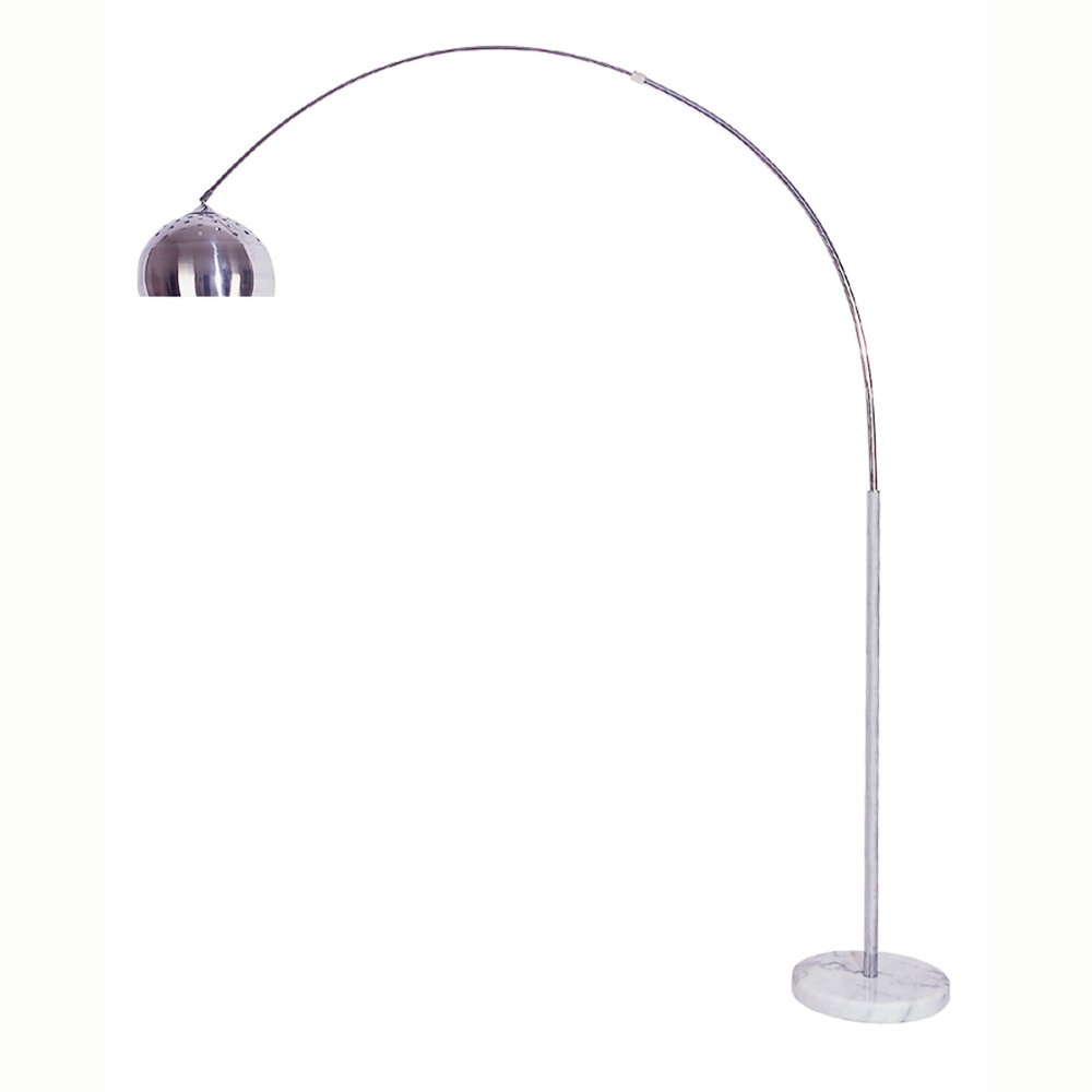 85" White Metal Arched Floor Lamp With Silver Metal Dome Shade — view 2