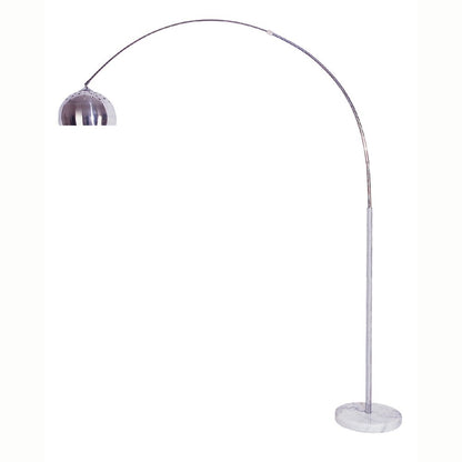 85" White Metal Arched Floor Lamp With Silver Metal Dome Shade HomeRoots