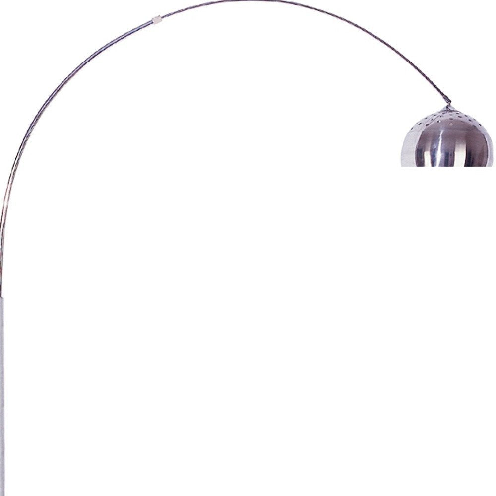 85" White Metal Arched Floor Lamp With Silver Metal Dome Shade HomeRoots