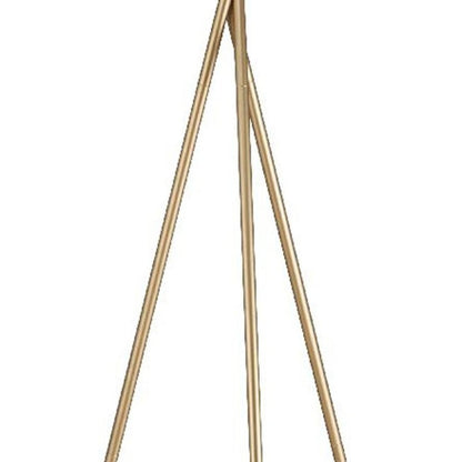 65" Gold And White Tripod Floor Lamp With White Fabric Drum Shade HomeRoots