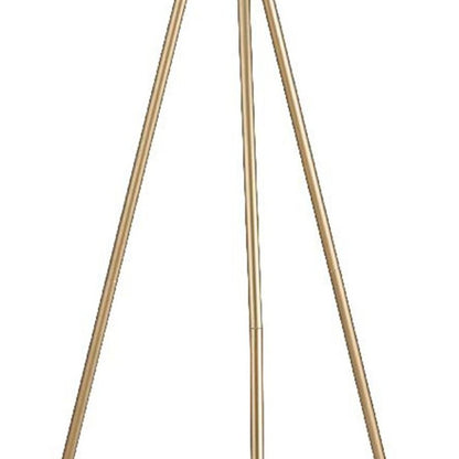 65" Gold And White Tripod Floor Lamp With White Fabric Drum Shade HomeRoots